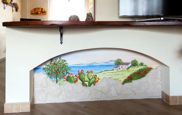 Realizzazione di decori personalizzati interamente dipinti a mano penisola con quadro dipinto a mano