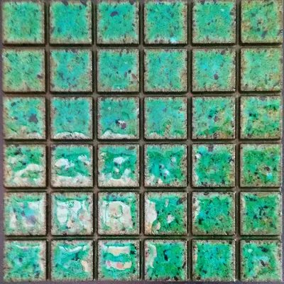 Mattonella verde acqua marina per rivestimenti in pietra lavica monoblocco pretagliata con predisposizione fuga