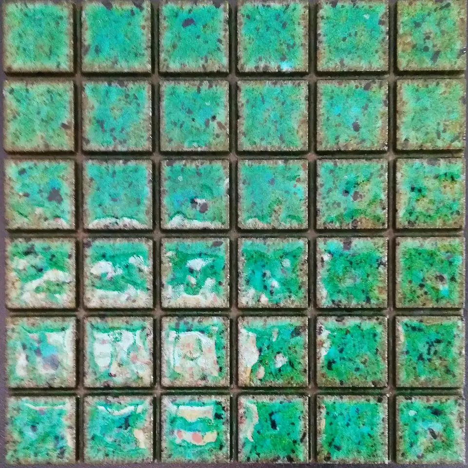 Mattonella verde acqua marina per rivestimenti in pietra lavica monoblocco pretagliata con predisposizione fuga