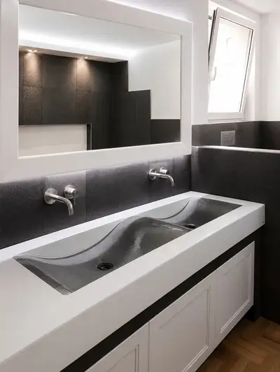 Bagno moderno in pietra lavica ceramizzata