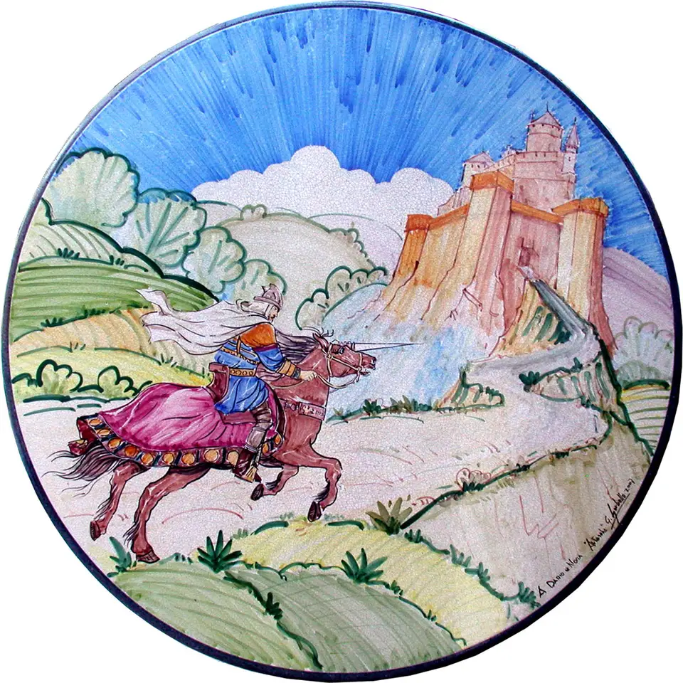 assolato al castello dipinto a mano su pietra lavica