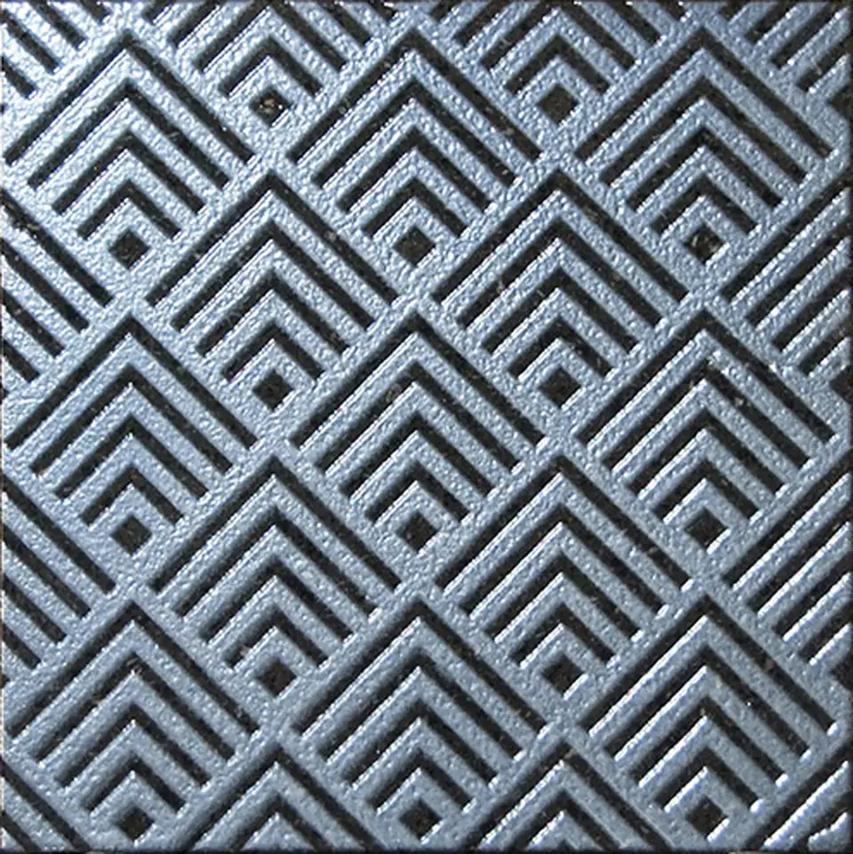 Piastrella con decoro geometrico color argento fondo Trasparente Incolore