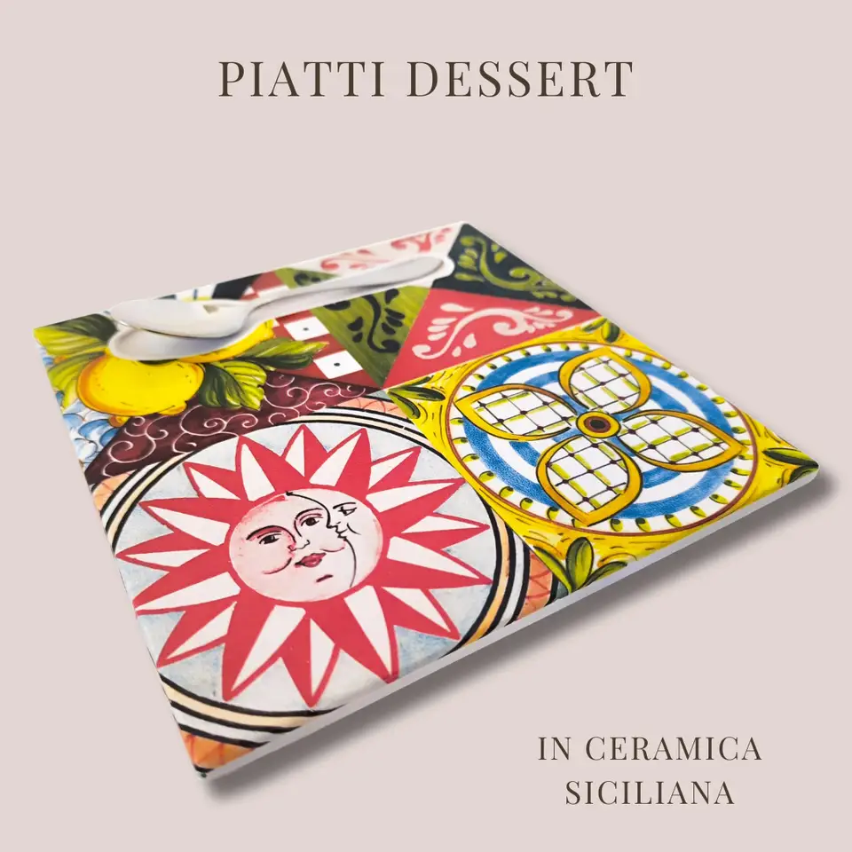 Piatto in ceramica decorato con design siciliano