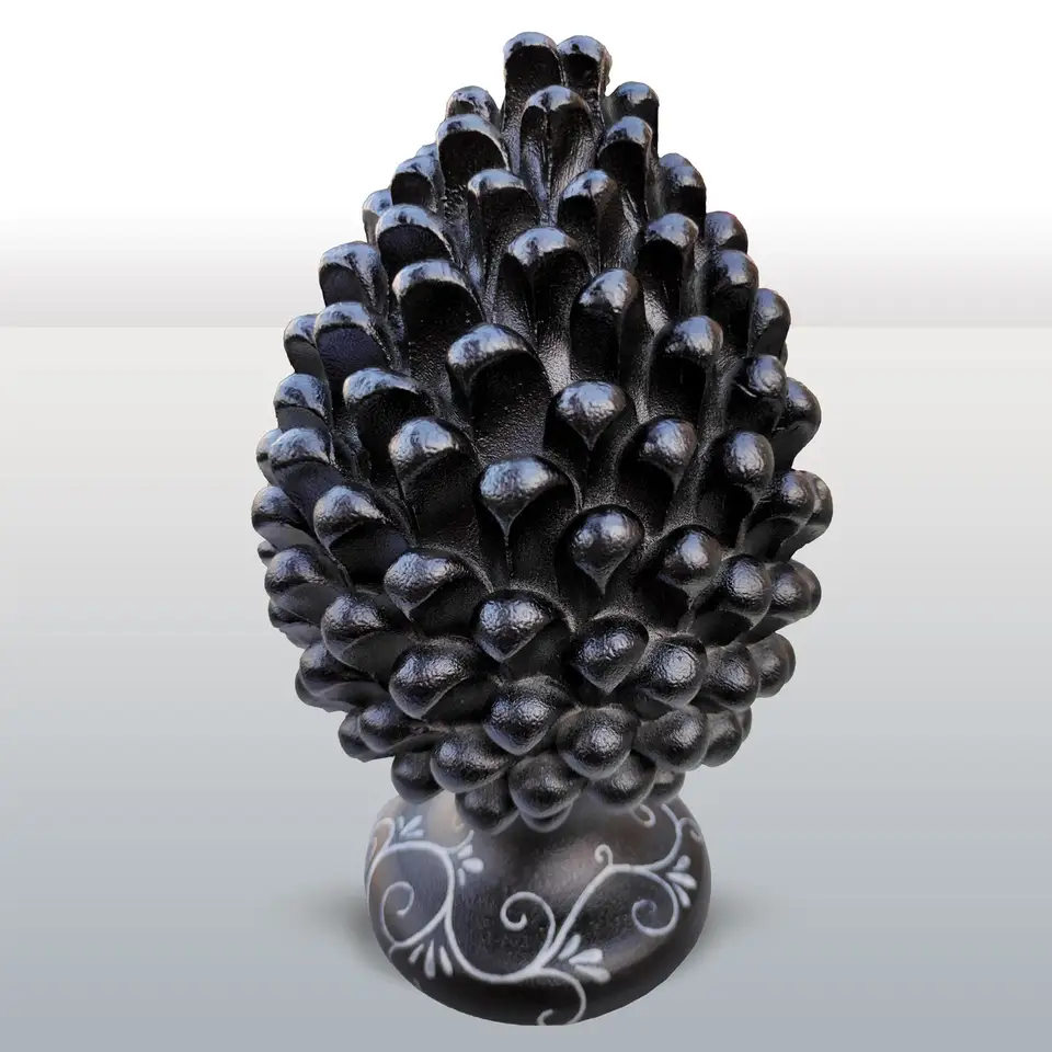 Pigna in Ceramica decorata H31 nera decorata