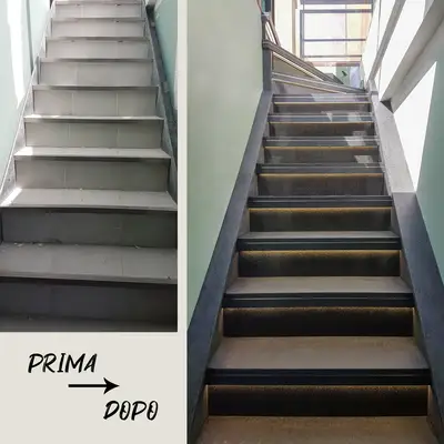 Scala in Pietra Lavica con Led