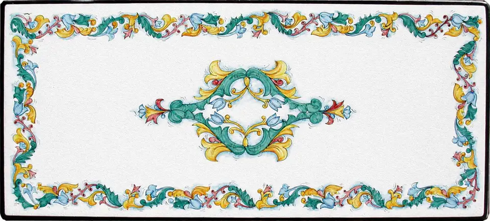 Tavolo rettangolare in pietra lavica con decoro Caltagirone