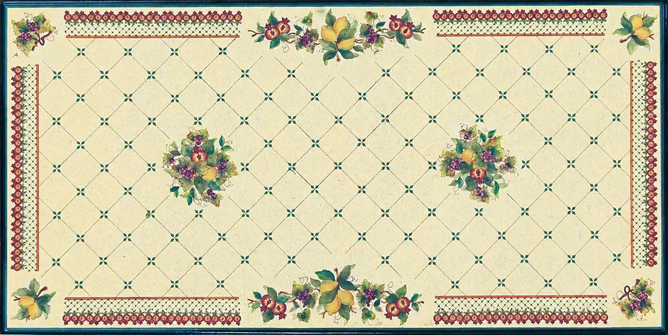 Tavolo in pietra lavica con decoro principessa dipinto a mano