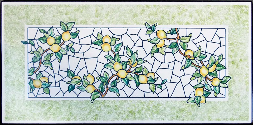 tavolo in pietra lavica dipinto a mano con decoro cattedrale