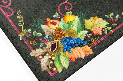Decoro su pietra lavica dipinto a mano