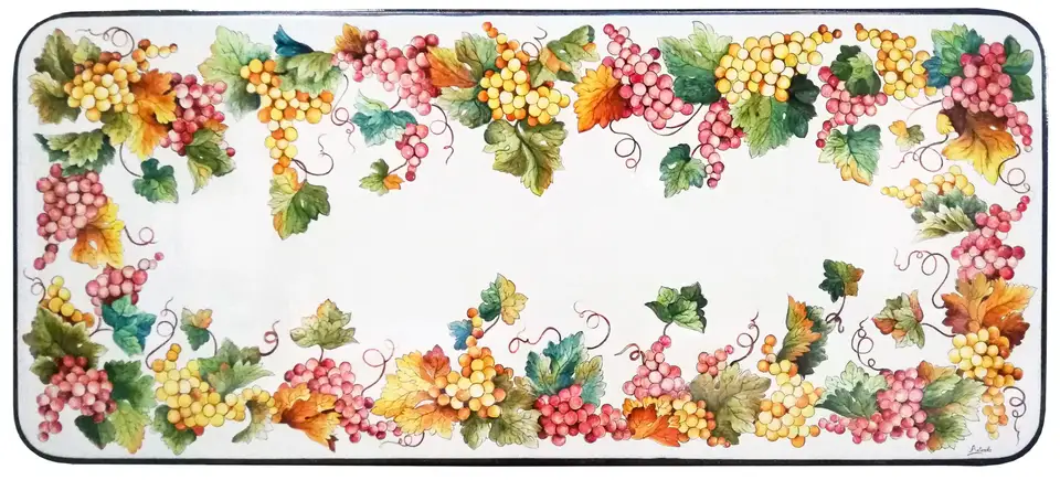 Tavolo in pietra lavica rettangolare con decoro Uva