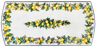 Tavolo in pietra lavica con decoro limoni dipinti a mano