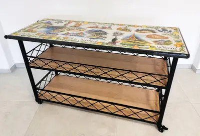 tavolo rettangolare con carrello