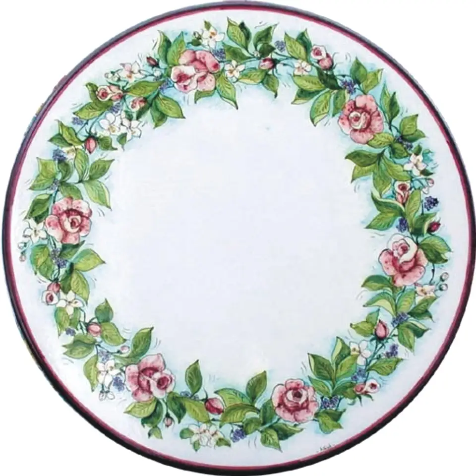 tavolo in pietra lavica rotondo con decoro rose
