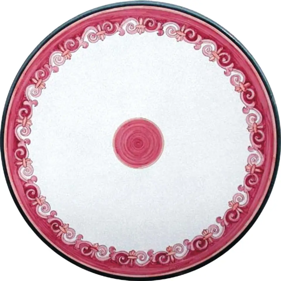 tavolo in pietra lavica con decoro onde rosa in stile motta camastra