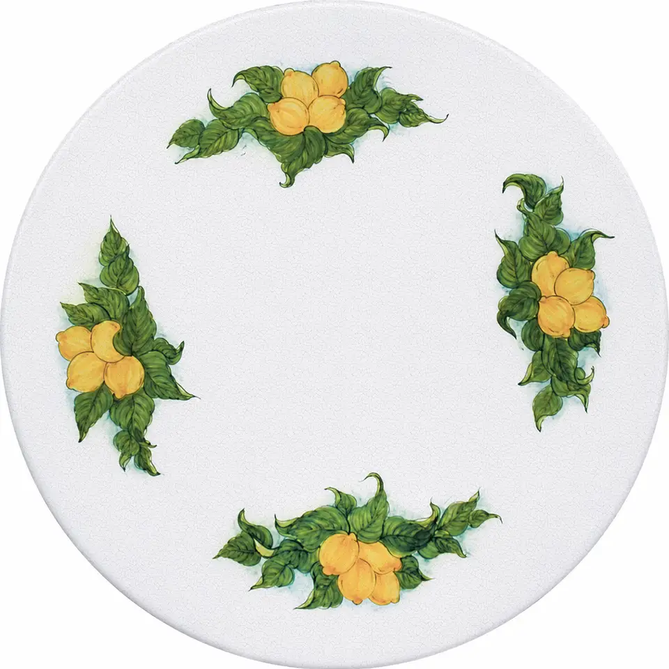 tavolo in pietra lavica rotondo con decoro limoni