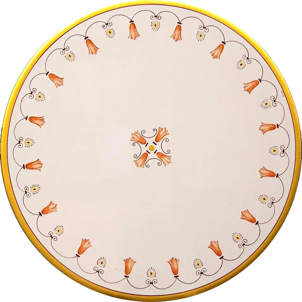 tavolo in pietra lavica con decoro prato soleggiato