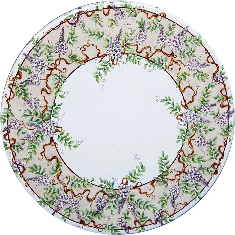 tavolo in pietra lavica con decoro Palermo dipinto a mano