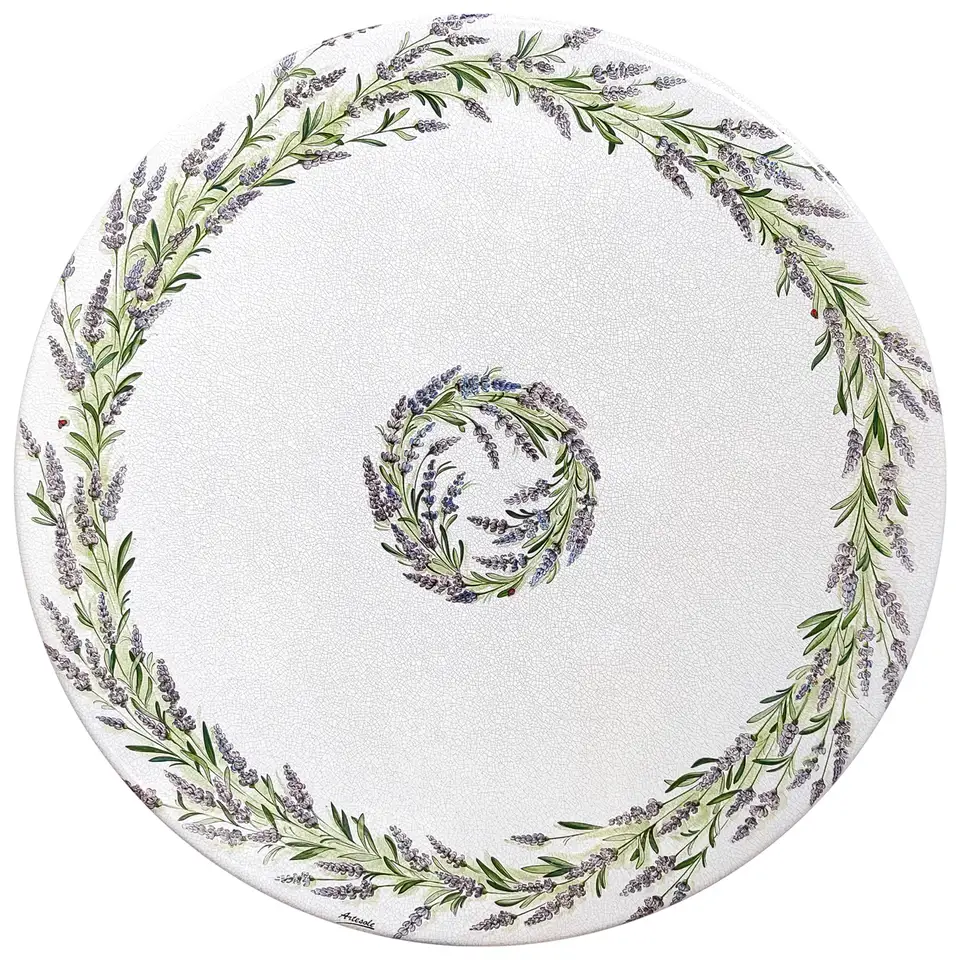 Tavolo in pietra lavica con decorazione Lavanda