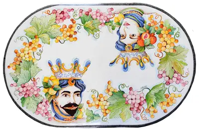 Tavolo in pietra Lavica con decoro Teste di Moro
