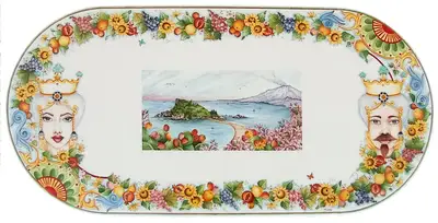 Tavolo in Pietra Lavica con decoro Isola Bella e Teste di Moro