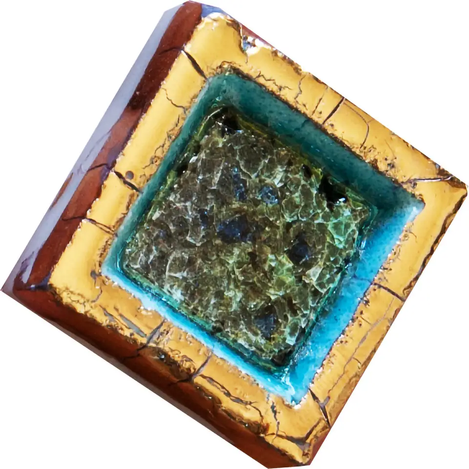 Tessera per mosaico in ceramica e pietra lavica con oro MC005