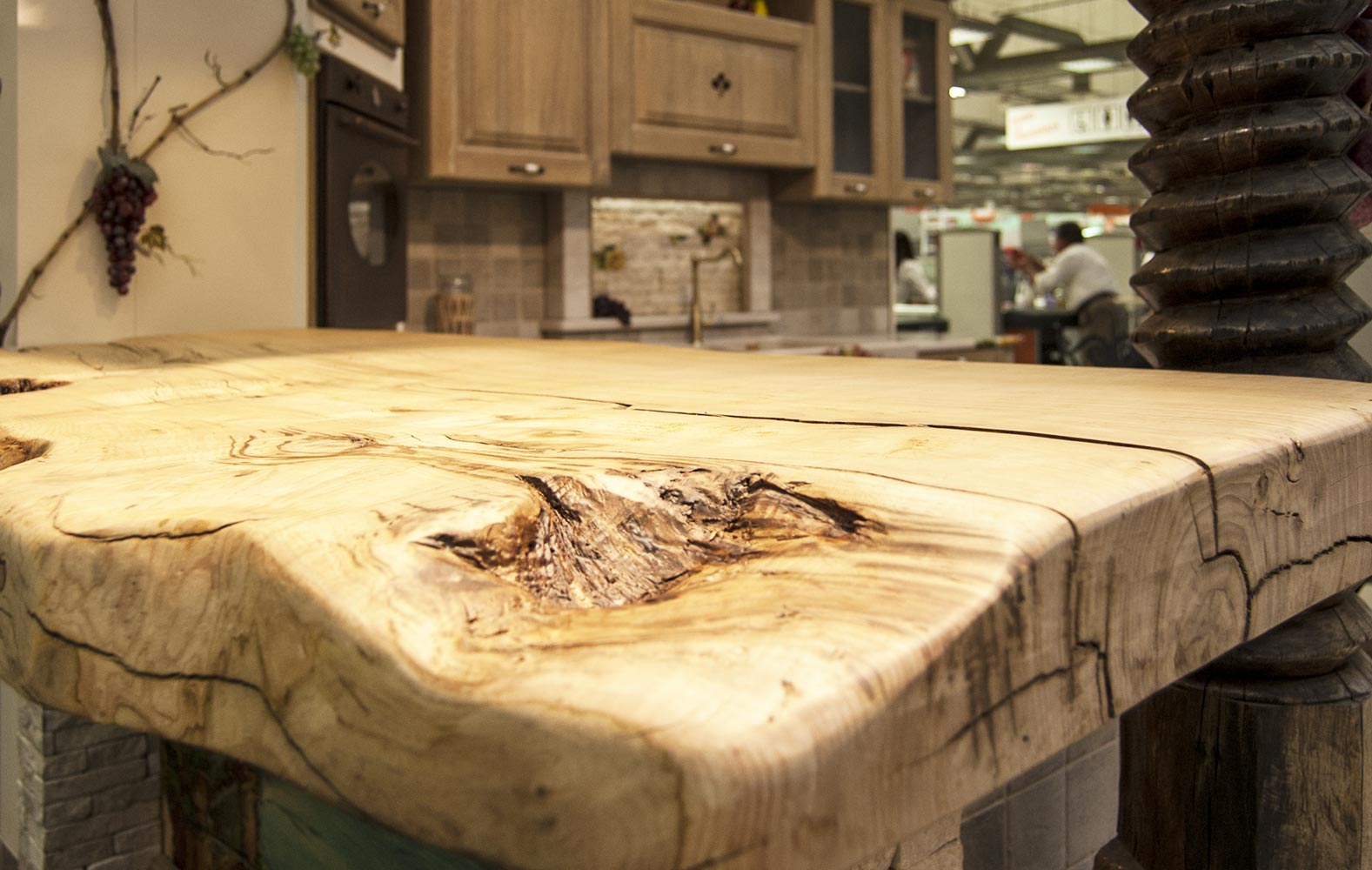 Penisola cucina con legno massello