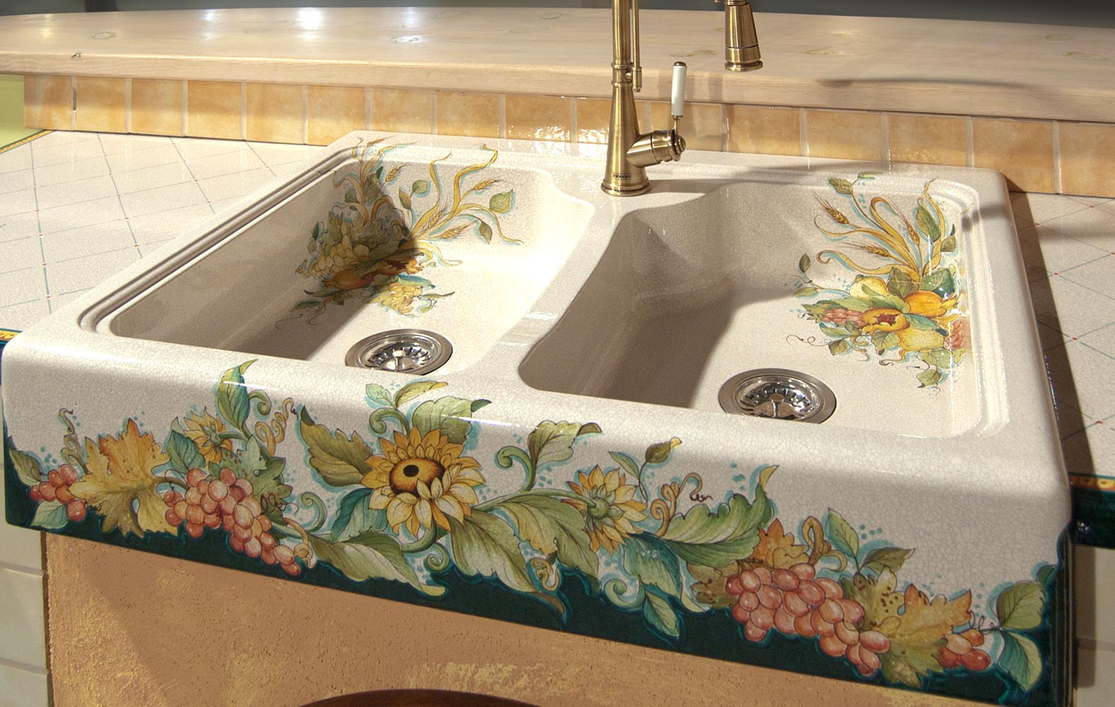 lavello cucina in muratura decorato