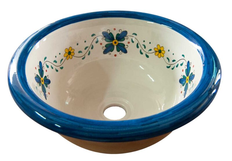 lavello in ceramica decorato a mano