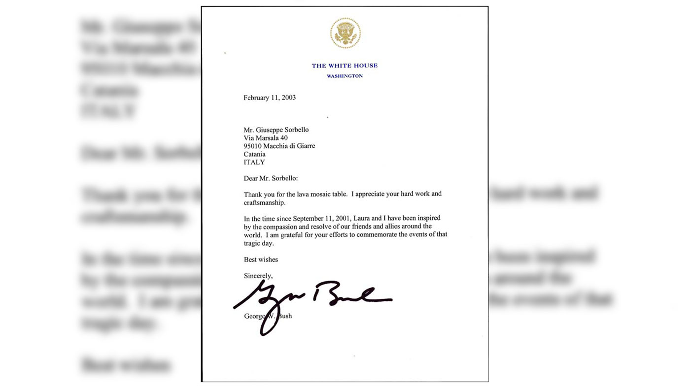 Lettera di ringraziamento dal Presidente degli Stati Uniti d’America George W. Bush