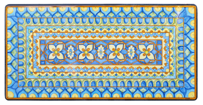 tavolo in pietra lavica decorazione siciliana dipinto a mano