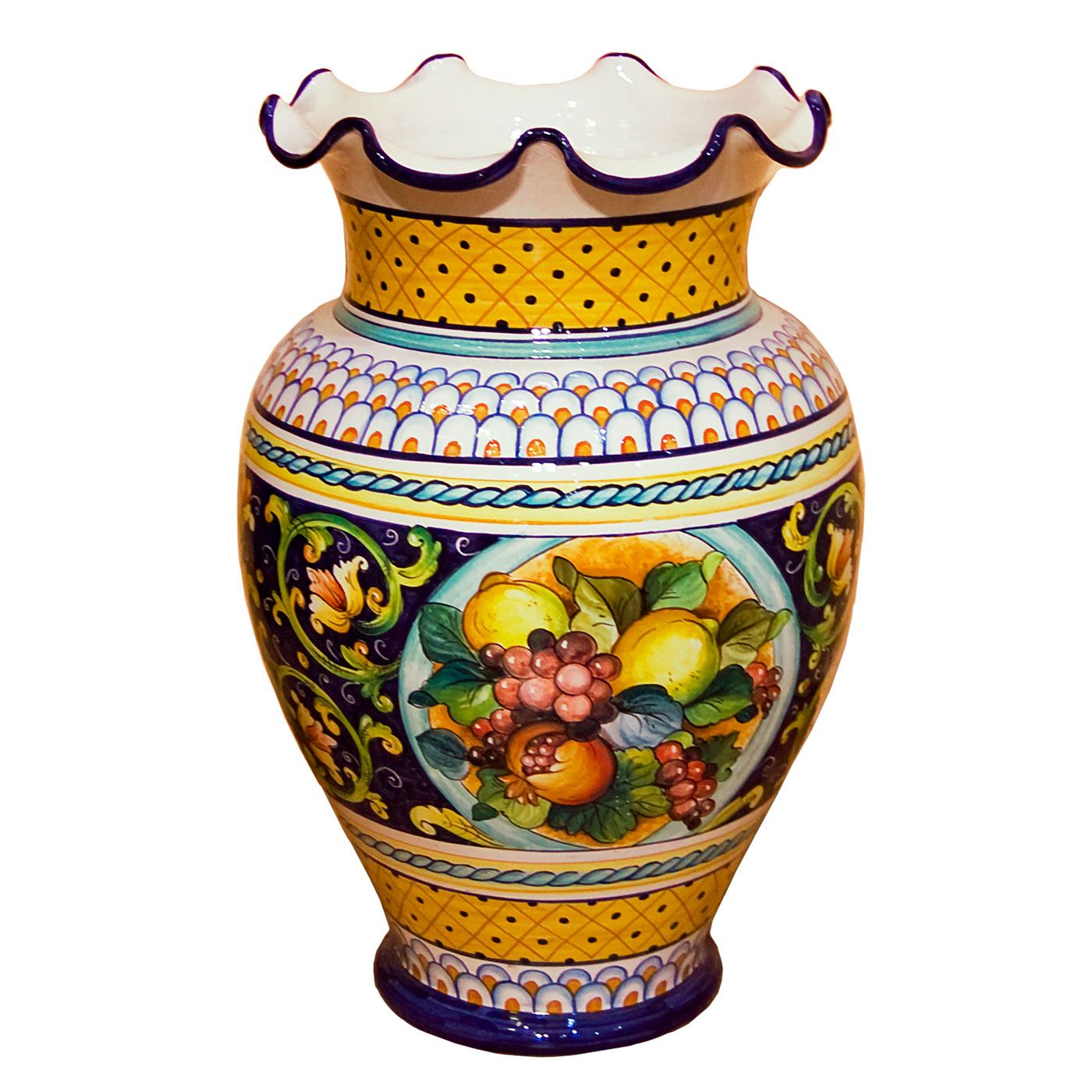 Vaso porta ombrelli in ceramica decorata a mano